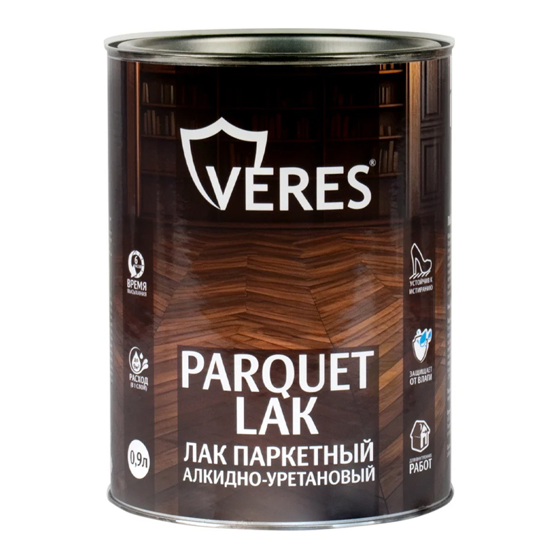 s00270378 ВЕРЕС ЛАК АЛК-УРЕТ. ПАРКЕТНЫЙ МАТОВЫЙ 0,9 Л "VERES" — изображение 1