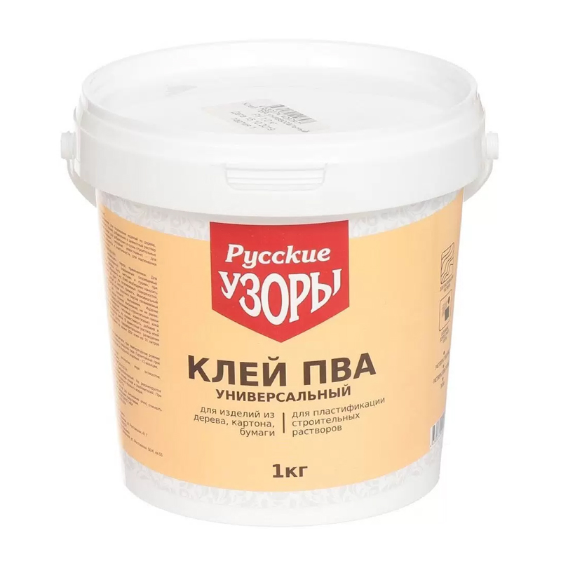 s00338934 УЦЕНКА Клей ПВА РУССКИЕ УЗОРЫ универ. 1 кг. (328736) — изображение 1