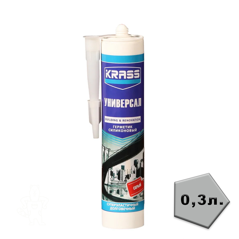 Герметик силикон KRASS универсальный серый 300 мл