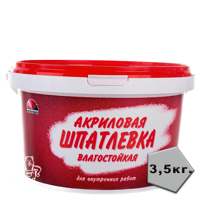 ШПАТЛЕВКА АКРИЛОВАЯ ВЛАГОСТОЙКАЯ 3,5 КГ "РАДУГА"