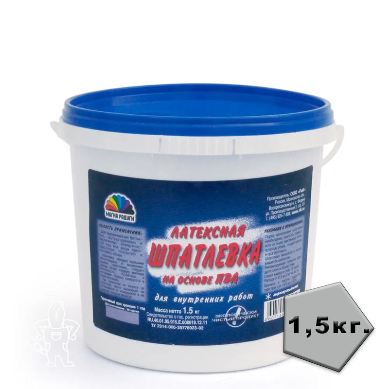ШПАТЛЕВКА ЛАТЕКСНАЯ НА ОСНОВЕ ПВА 1,5 КГ РАДУГА"