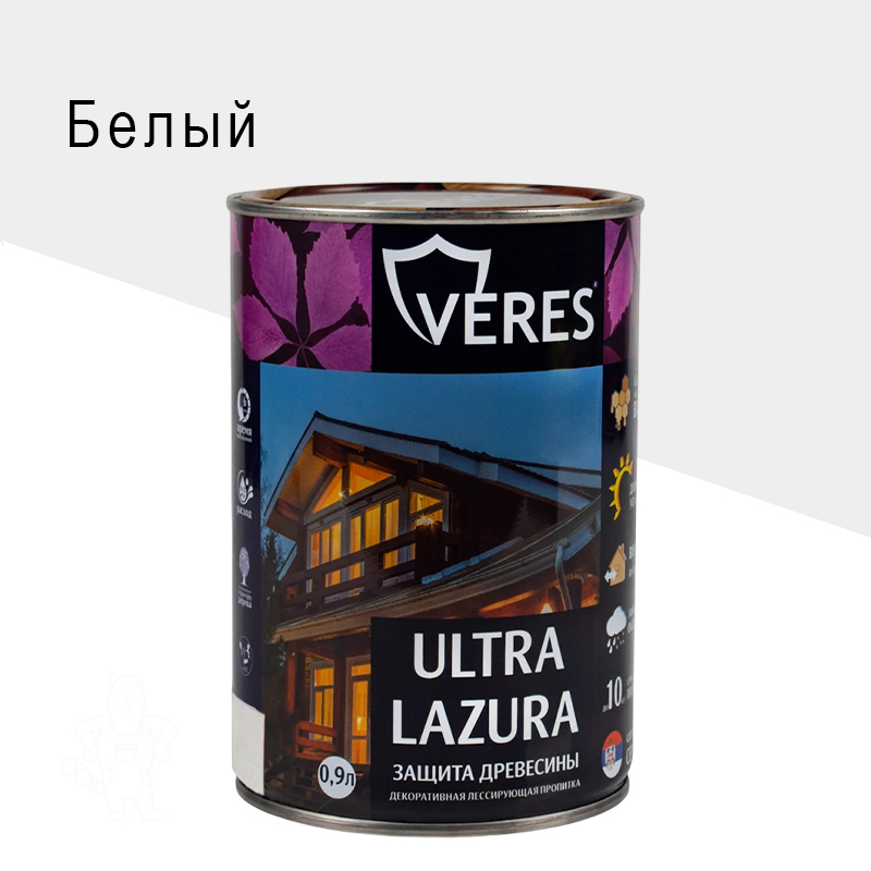 ВЕРЕС УЛЬТРА ЛАЗУРА №12 БЕЛЫЙ 0,9 Л "VERES"