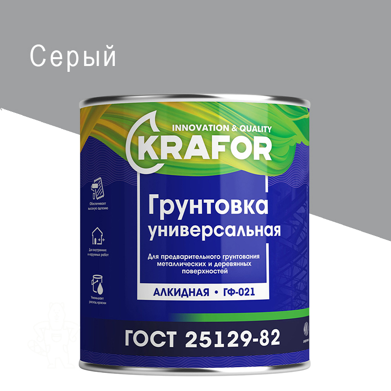 ГРУНТ ГФ-021 СЕРЫЙ 1,8 КГ "KRAFOR"