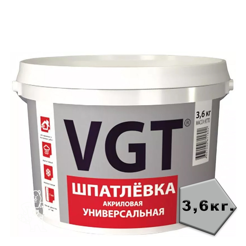 ШПАТЛЕВКА УНИВЕРСАЛЬНАЯ АКРИЛОВАЯ 3,6 КГ (4) "ВГТ"