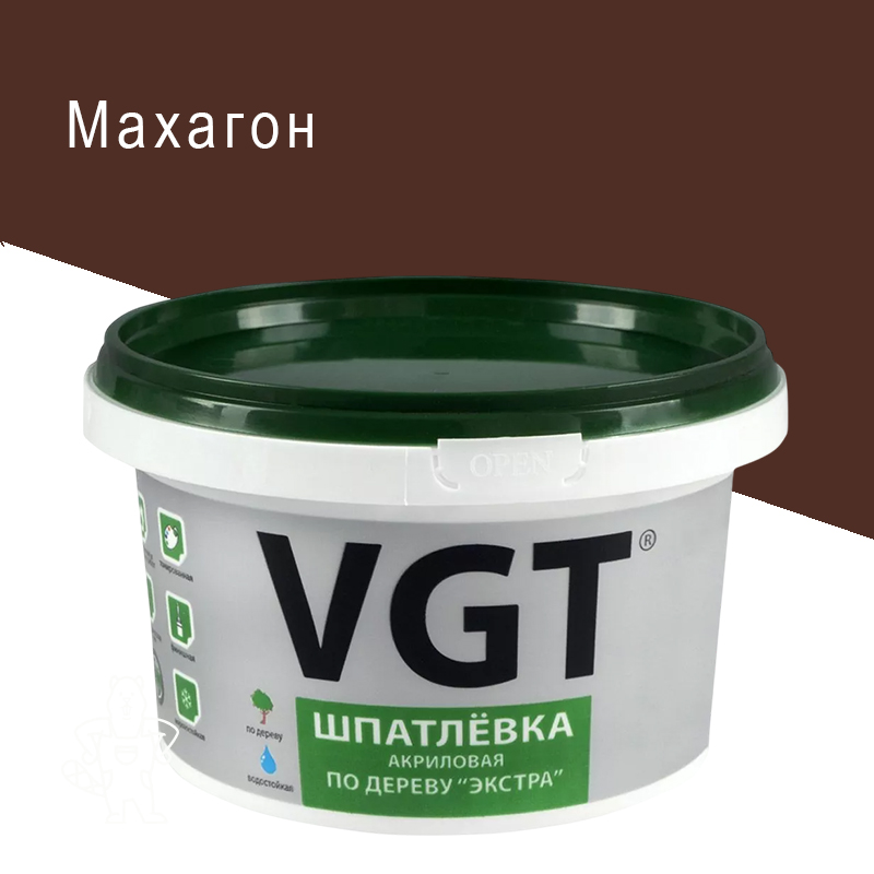 ШПАТЛЕВКА ПО ДЕРЕВУ "ЭКСТРА" МАХАГОН 1 КГ (6) "ВГТ"