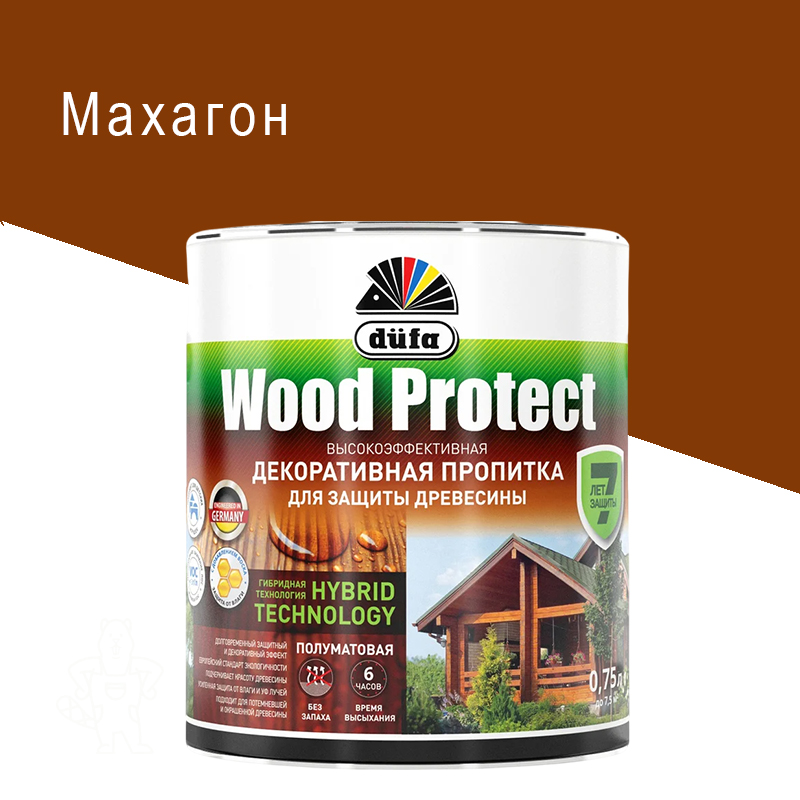Пропитка декорат. для древесины Dufa Protect махагон 0,75л.