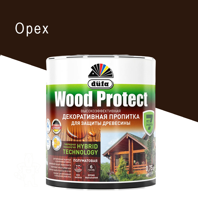 Пропитка декорат. для древесины Dufa Wood Protect орех 0,75л.