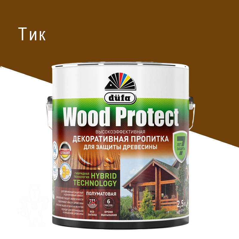 Пропитка декорат. для древесины Dufa Wood Protect тик 2,5л.