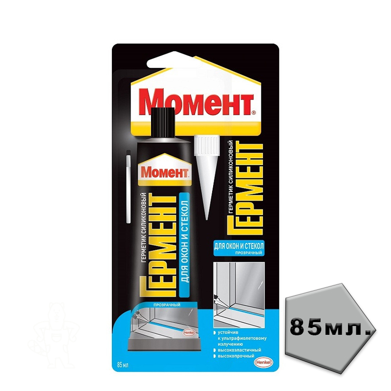 Герметик Гермент силикон. для окон и стекол прзрачн. 85 мл Хенкель