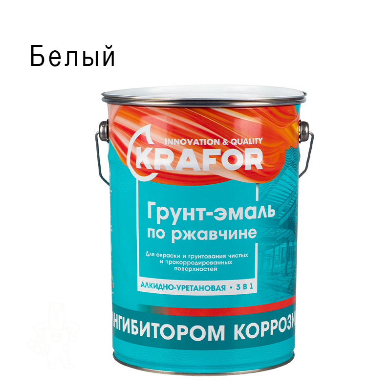 Грунт-эмаль по ржавчине белая 5,5 кг. KRAFOR