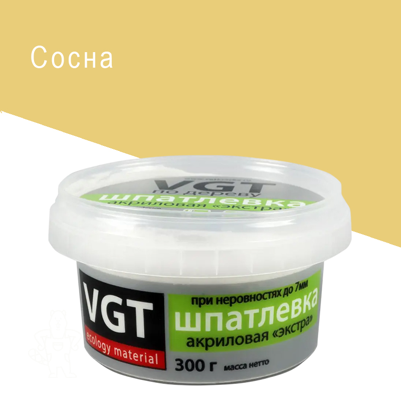 ШПАТЛЕВКА ПО ДЕРЕВУ "ЭКСТРА" СОСНА 0,3 КГ (6) "ВГТ"