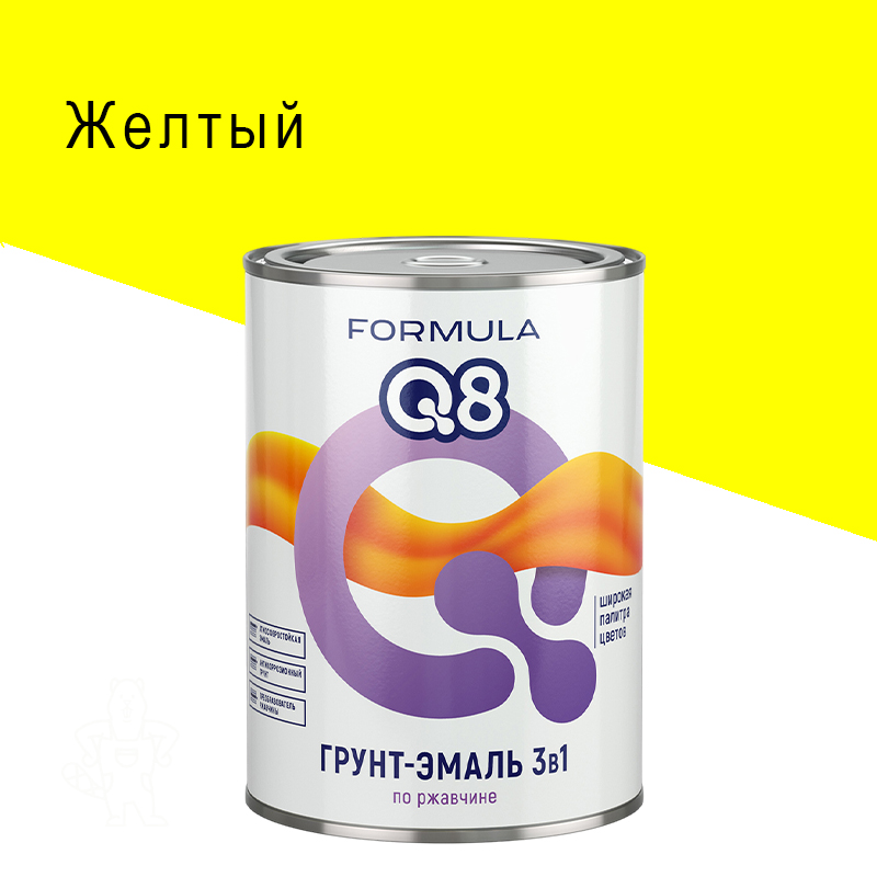 Грунт-эмаль по ржавчине FORMULA Q8 ЖЕЛТАЯ 0,9КГ.