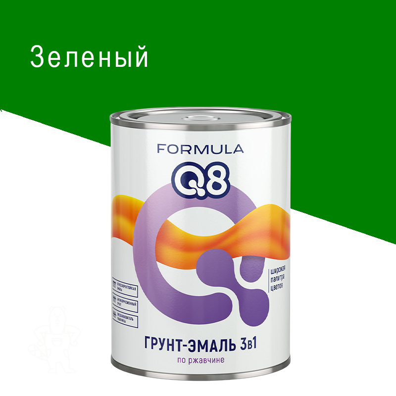 Грунт-эмаль по ржавчине зеленая 0,9 кг "FORMULA Q8"
