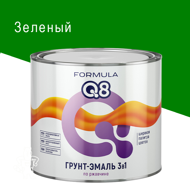 Грунт-эмаль по ржавчине зеленая 1,9 кг "FORMULA Q8"