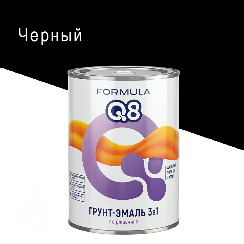 Грунт-эмаль по ржавчине 3в1 черная 0,9л. FORMULA Q8