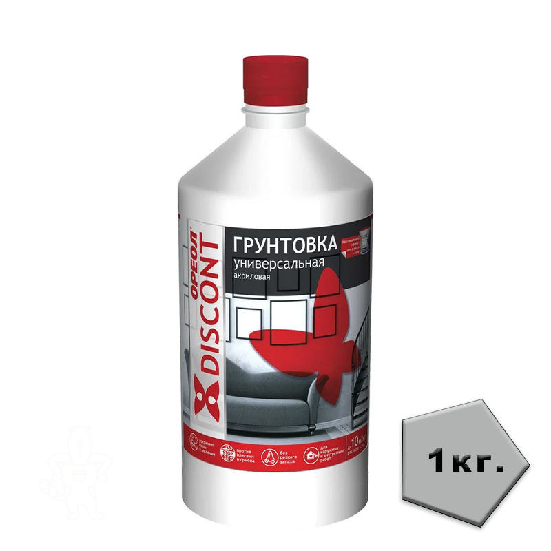 Грунт универсальн. в/д полиакрил. с антисепт. Ореол Дисконт 1 кг