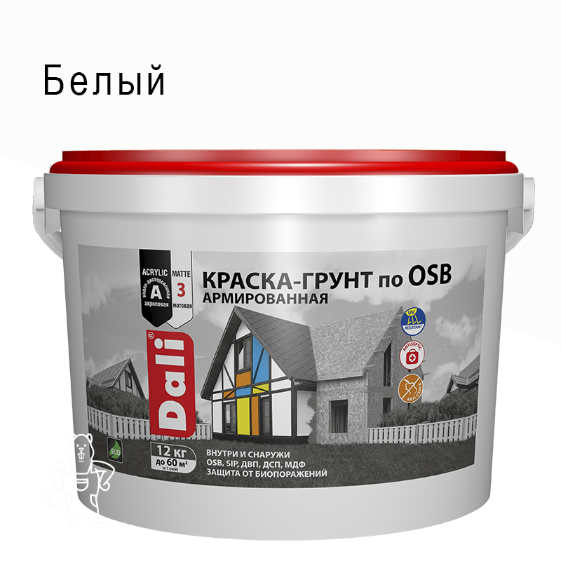 КРАСКА-ГРУНТ "DALI" ПО OSB БАЗА А 12КГ