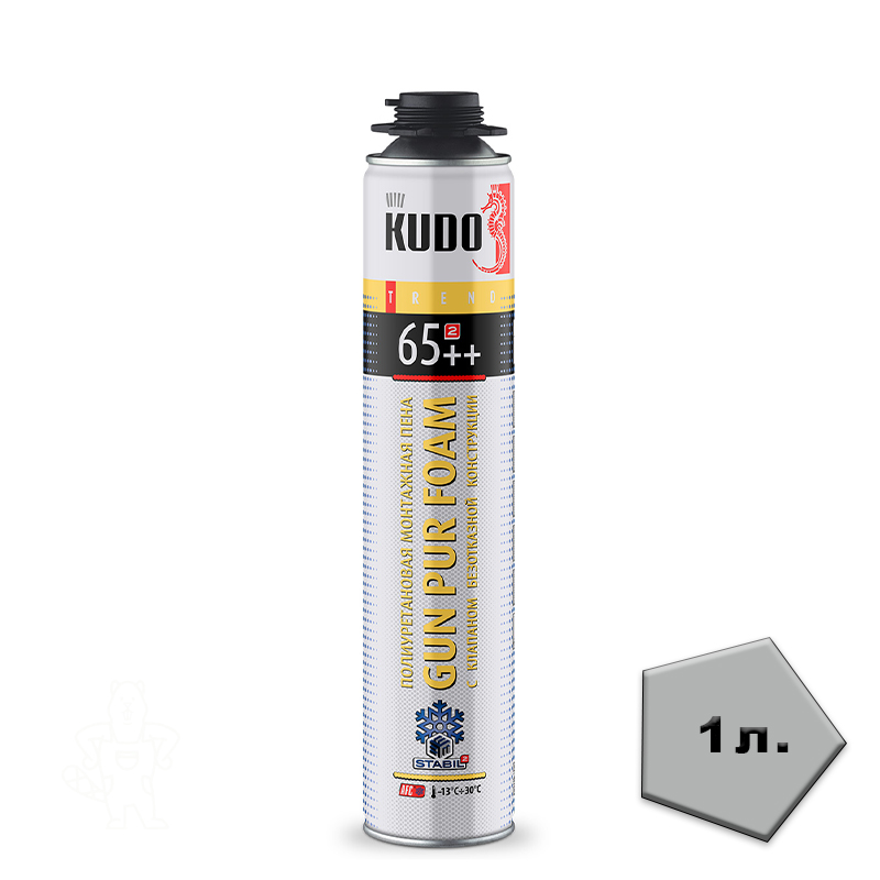 Пена монтажная "TREND 65++" Профи 1000мл/950г зимняя "KUDO"