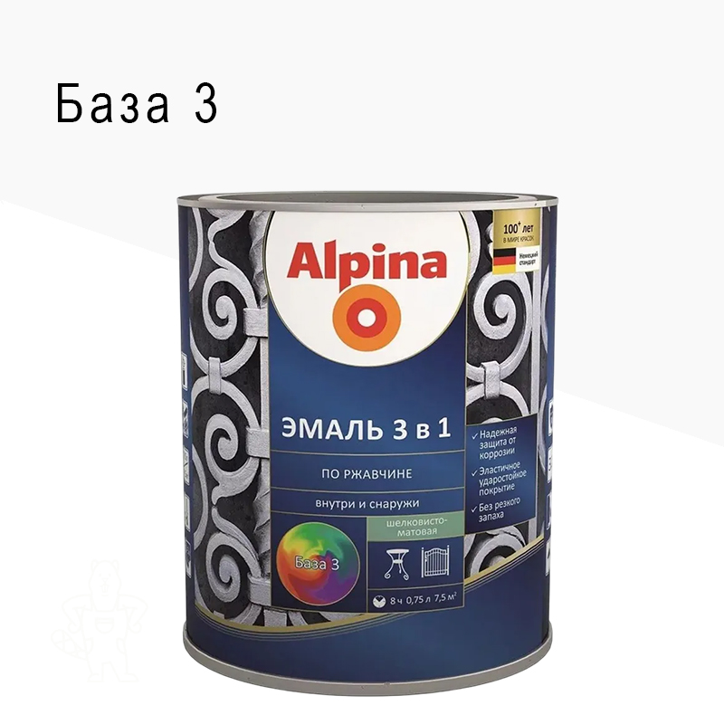ГРУНТ-ЭМАЛЬ ПО РЖАВЧИНЕ 3 В 1 БЕСЦВЕТ. БАЗА 3 0,75 ALPINA