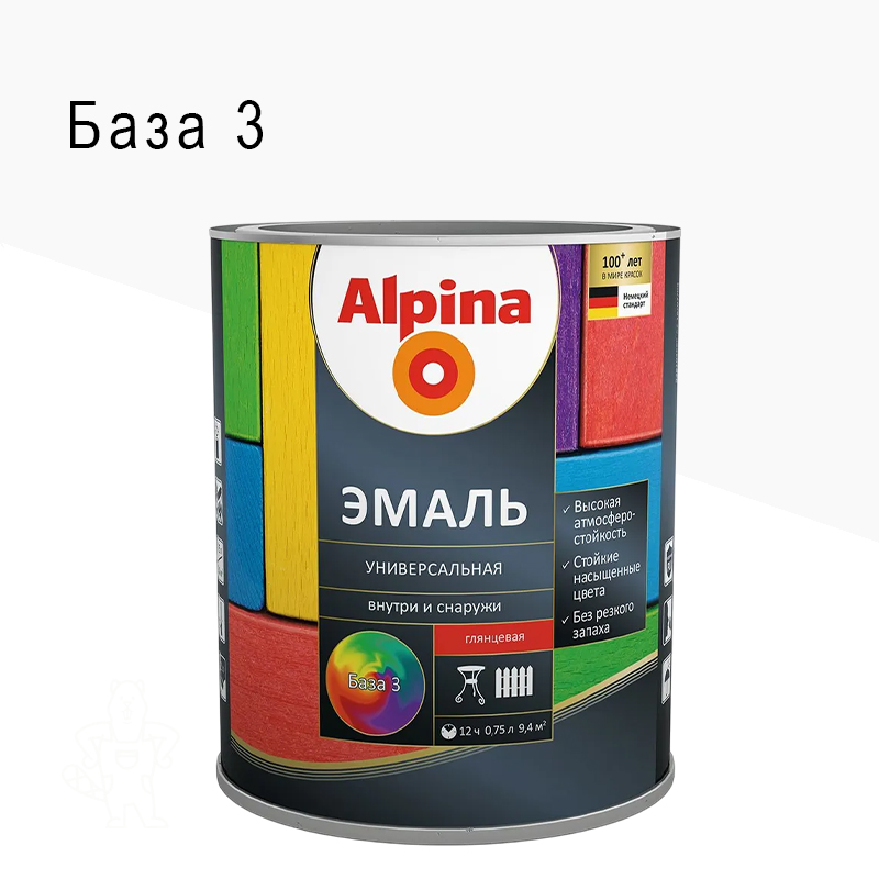 ЭМАЛЬ АЛКИД. УНИВ. ГЛЯНЦ. БЕСЦВ. БАЗА 3 0,64Л ALPINA