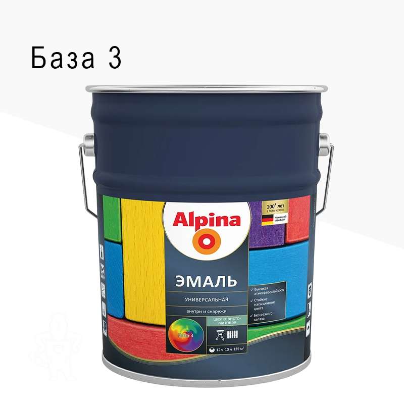 ЭМАЛЬ АЛКИД. УНИВ. ШЕЛК.-МАТОВАЯ БЕСЦВ. БАЗА 3 8,46Л ALPINA
