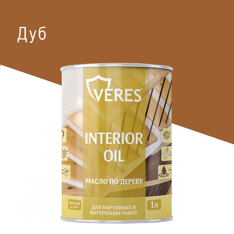 МАСЛО ПО ДЕРЕВУ "INTERIOR OIL" ДУБ 1 Л "VERES"