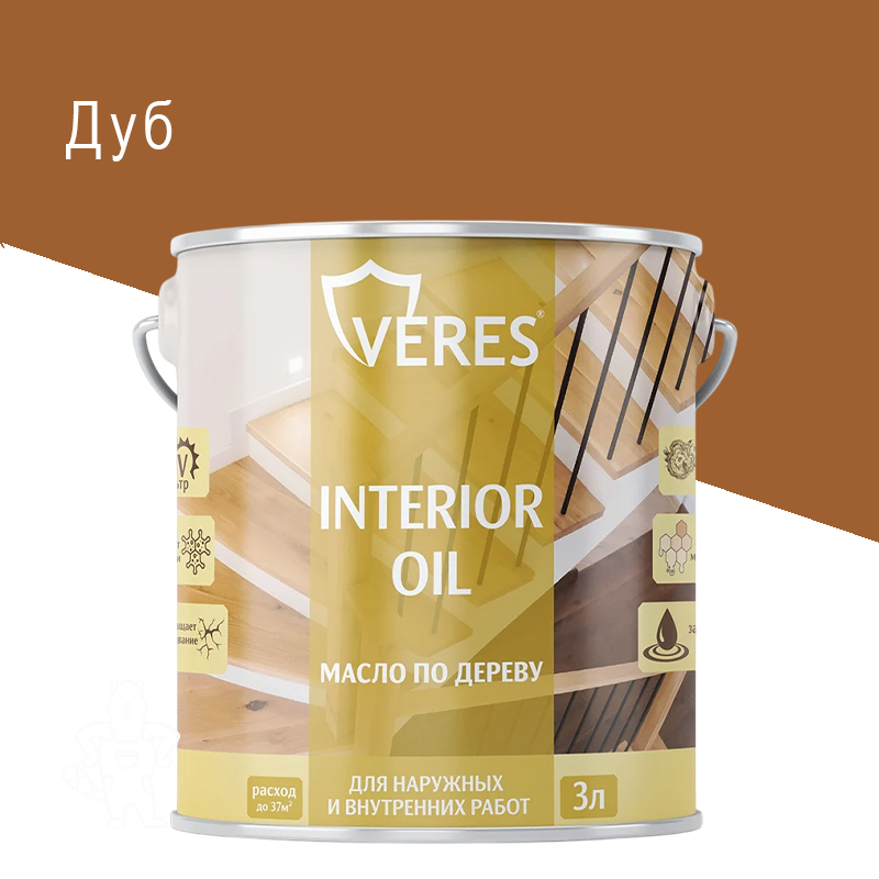 МАСЛО ПО ДЕРЕВУ "INTERIOR OIL" ДУБ 3 Л "VERES"