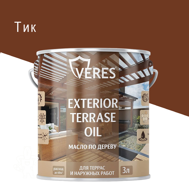 МАСЛО ПО ДЕРЕВУ "EXTERIOR TERRASE OIL" ТИК 3 Л "VERES"