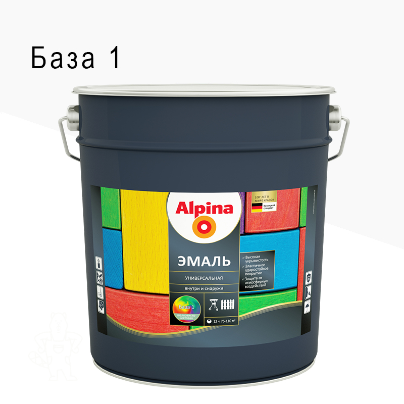 ЭМАЛЬ АЛКИД. УНИВ. ШЕЛК.-МАТОВАЯ БЕЛАЯ БАЗА 1 9Л ALPINA