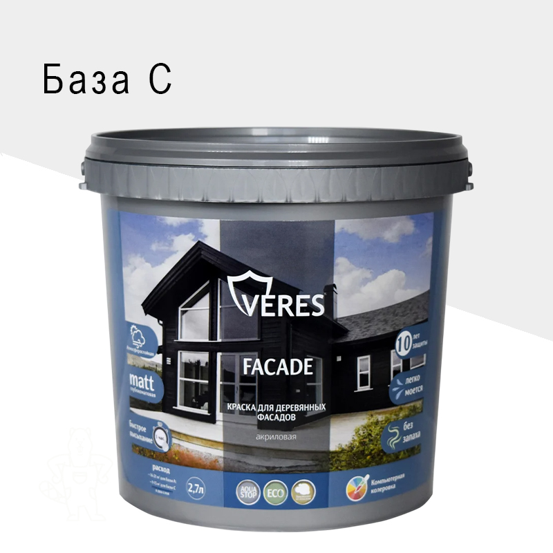 КРАСКА "FACADE" ДЛЯ ДЕРЕВ.ФАСАДОВ АКРИЛОВАЯ БАЗА С 2,7 Л