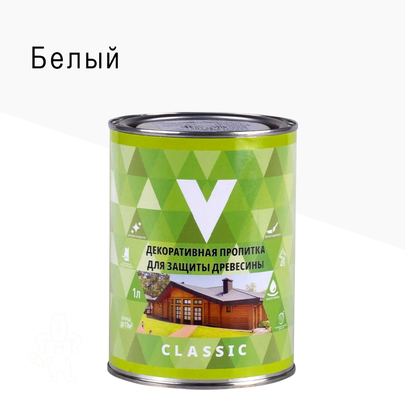 Пропитка декоративная "CLASSIC" Белая 1 л "V"