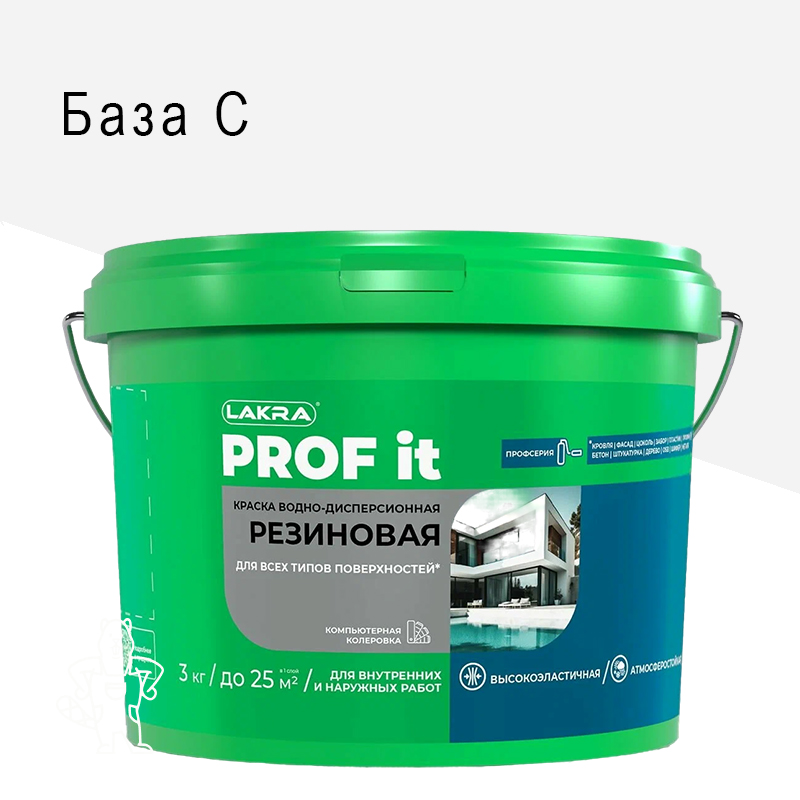 09591032 Резиновая краска для всех типов поверхностей ЛАКРА PROF IT База С 3 кг — изображение 1