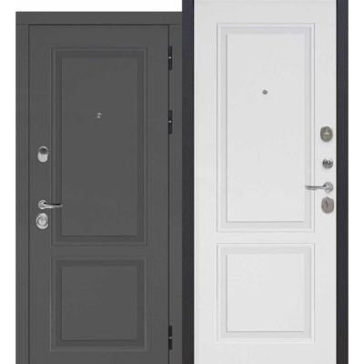 Дверь мет. 10см Порту Эмаль Серая/Эмаль белая 860мм ПРАВАЯ