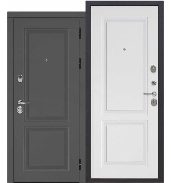 Дверь мет. 10см Порту Эмаль Серая/Эмаль белая 860мм ПРАВАЯ