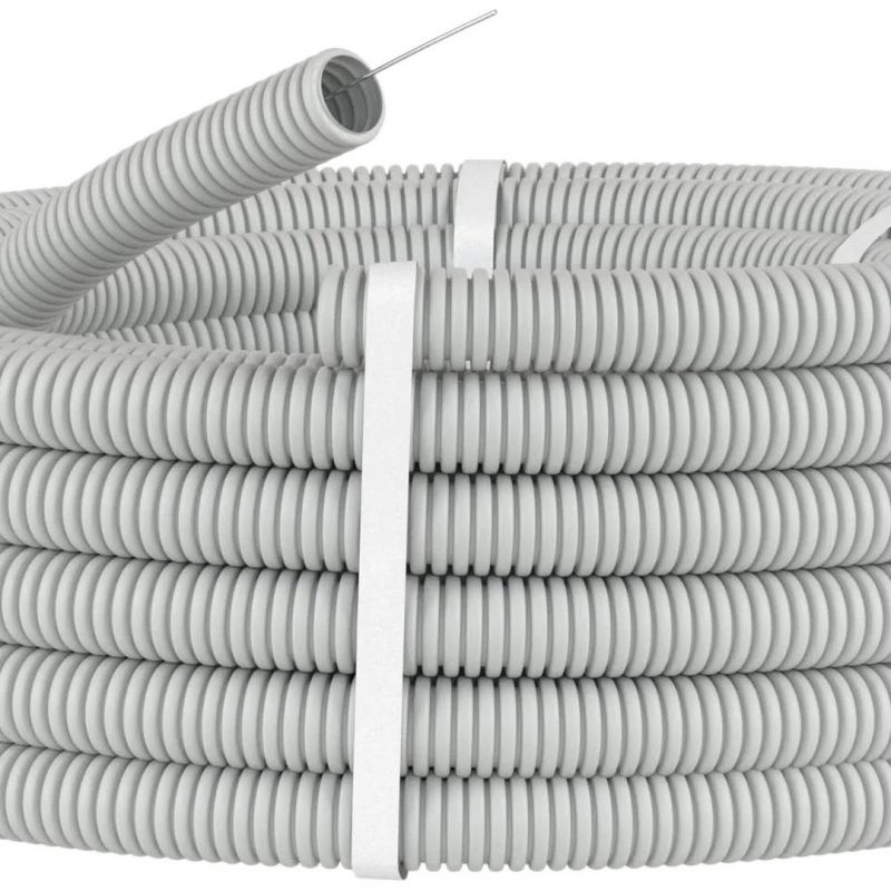 Труба гофрированная легкая с зондом СЕРАЯ (бухта - 25