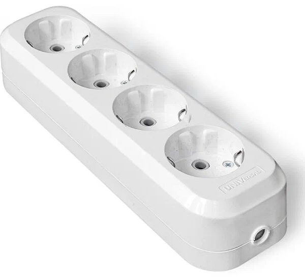 Колодка удлинителя 4 гн. c/з АБС- пластик UNIVersal (1/100)