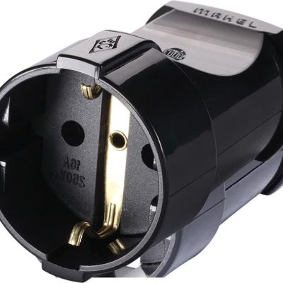 Штепсель 1 гн с/з черн. Makel (1/50/200)