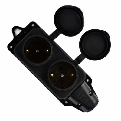 Розетка 2ОП с заглушками (каучук) 2Р+РЕ 1х16А 220-240V Lezard (1/72)