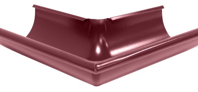 Угловой жёлоб внешний Ф-125/90гр (RAL-3005) ВИШНЯ PE