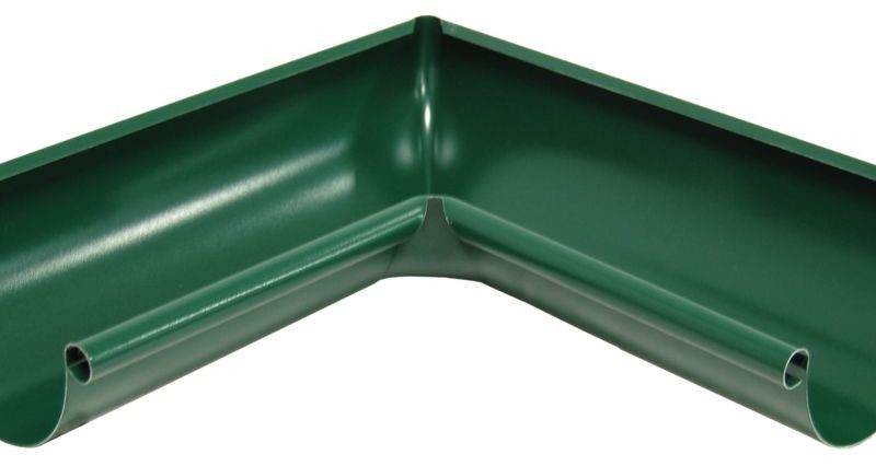 Угловой жёлоб внутренний Ф-125/90гр (RAL-6005) РЕ ЗЕЛЕНЫЙ