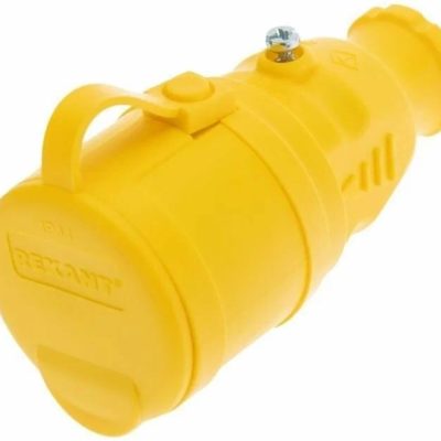 Розетка переносная влагозащищ. с крышкой с/з 16А IP44 каучук желт.