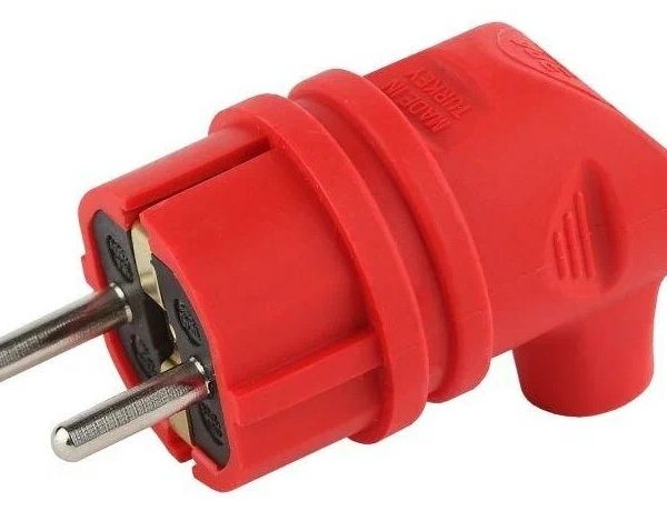 Вилка 90 град. каучук красна ЭРА V9-RED ip44