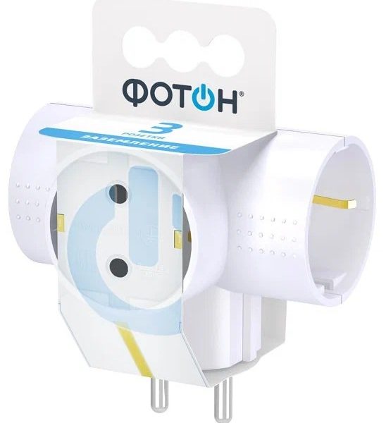 Разветвитель(тройник) 3 роз. белый с/з ФОТОН