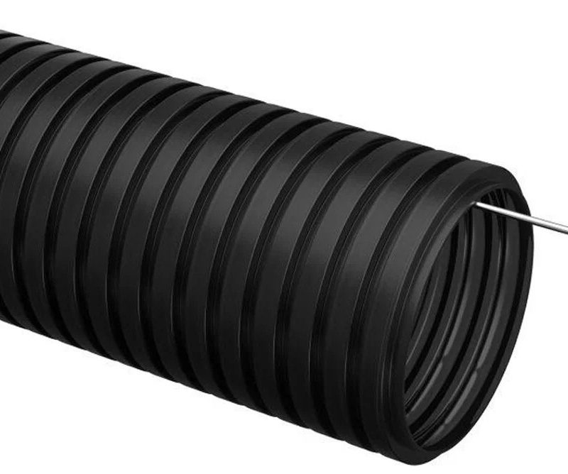 Труба гофрированная с зондом 16 мм ЧЕРНАЯ (бухта 100м)