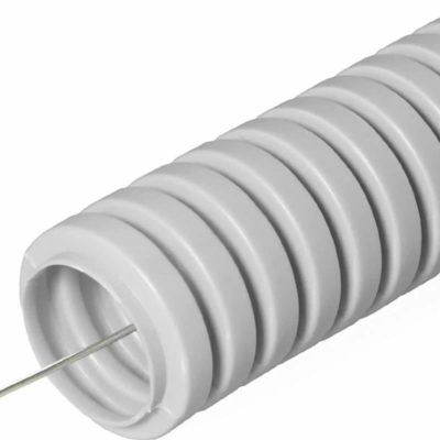 Труба гофрированная с зондом 20 мм СЕРАЯ (бухта 100 м)
