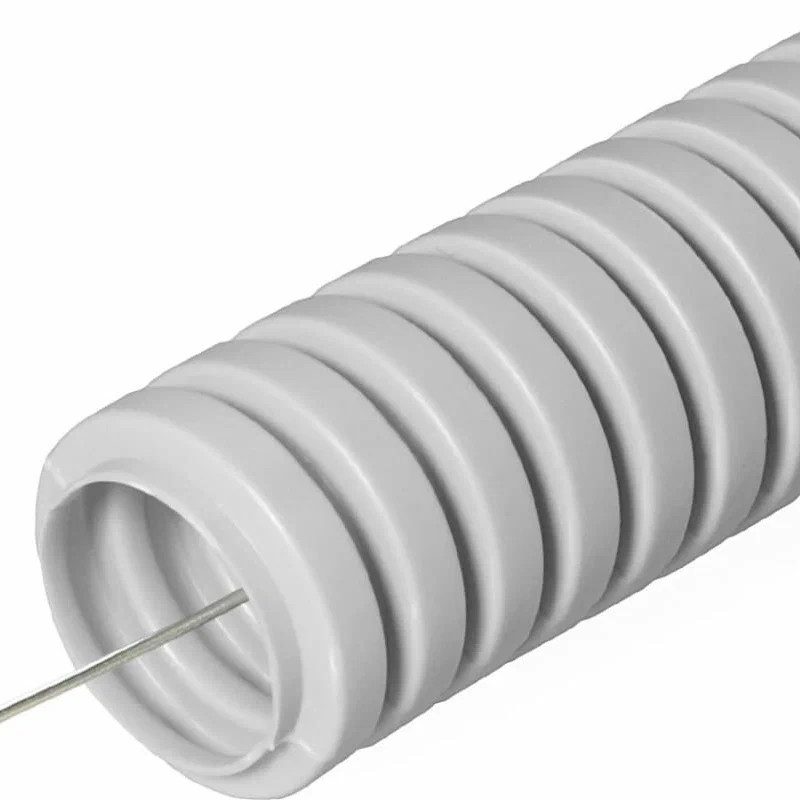 Труба гофрированная с зондом 20 мм СЕРАЯ (бухта 100 м)