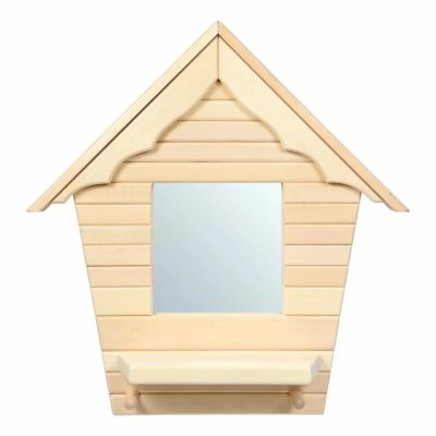 Зеркало с полочкой и вешалкой (2 рожка) "Домик" 54*57см