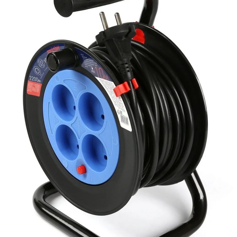 Удлинитель на катушке 4*10м(ПВС 2*1) б/з с предохранителем