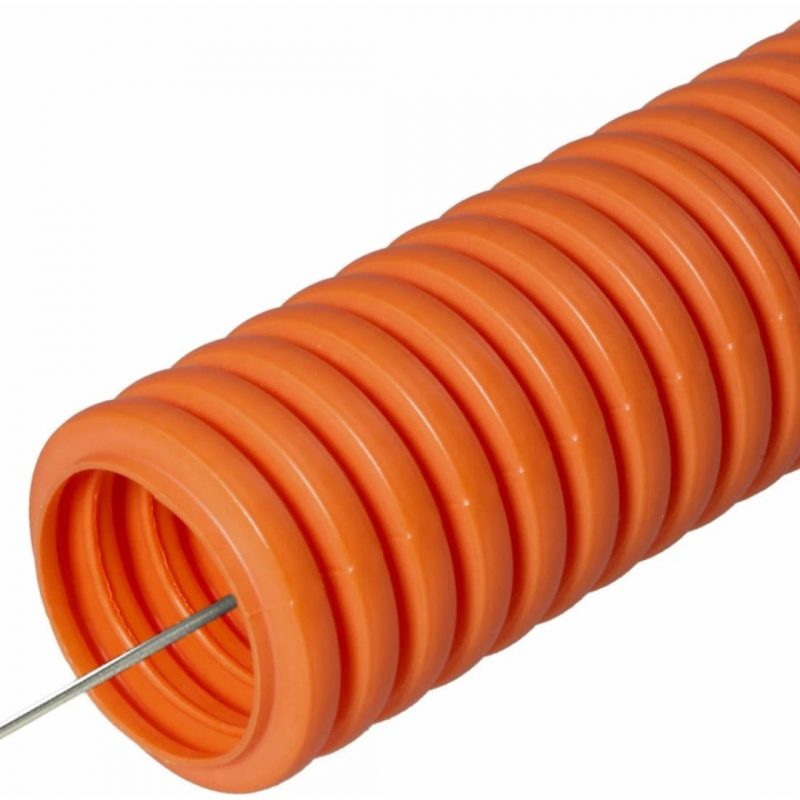 Труба гофрированная ПНД д32 с зондом оранжевая (25 м)