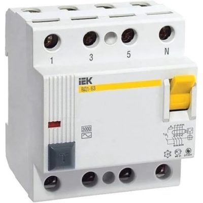 Выключатель дифф.тока УЗО 4Р 16А IEK